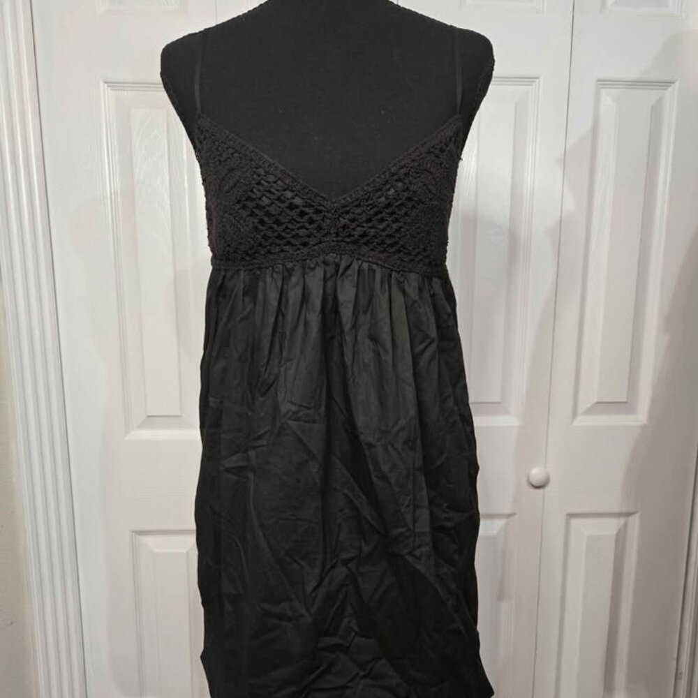 NEW BNWT Black Crochet Top Summer Spring Mini Dress Balloon Hem XL